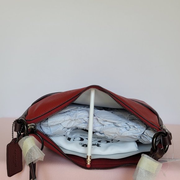 COACH Chaise Colorblocked Pebbled Leather Crossbody- Brick Red Multi-color ⭐ - Picture 10 of 16